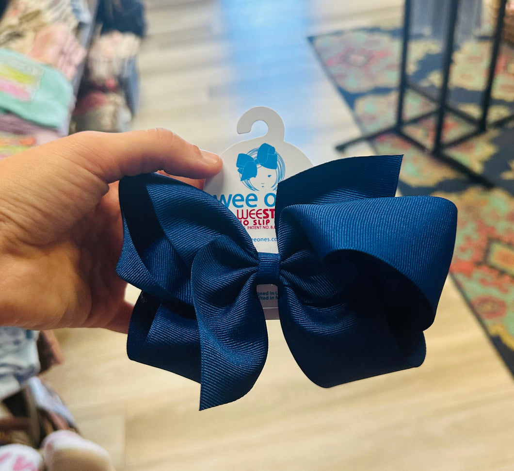 Wee ones no slip clip bow dark blue large