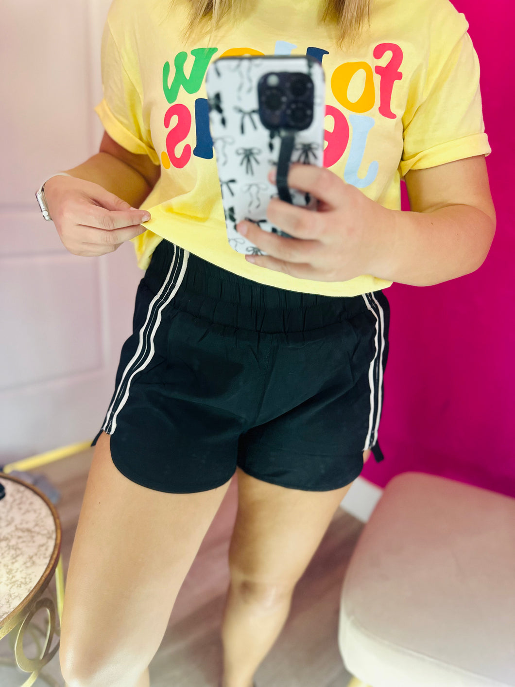 Black high waisted athletic shorts