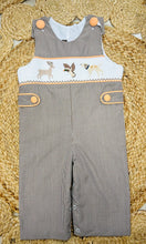 Load image into Gallery viewer, Mallard duck/moose/dog embroidery romper
