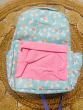 Load image into Gallery viewer, Jane Marie kids teal unicorn backpack
