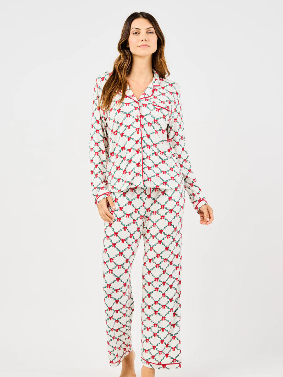 Garland and Red Bow PJ Set