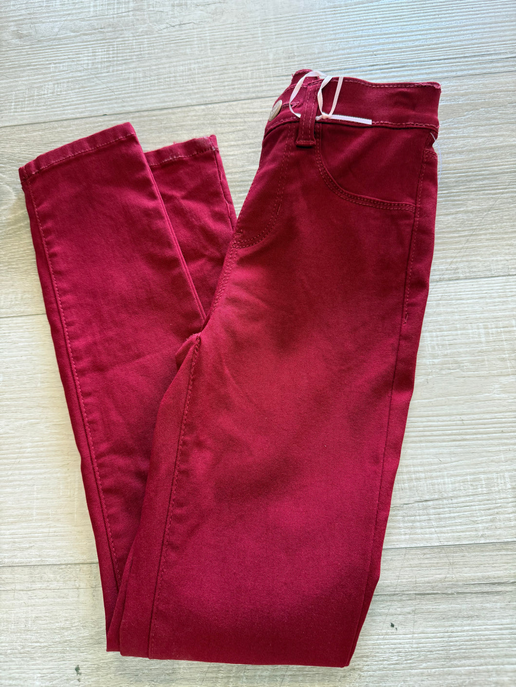 Girls red denim leggings