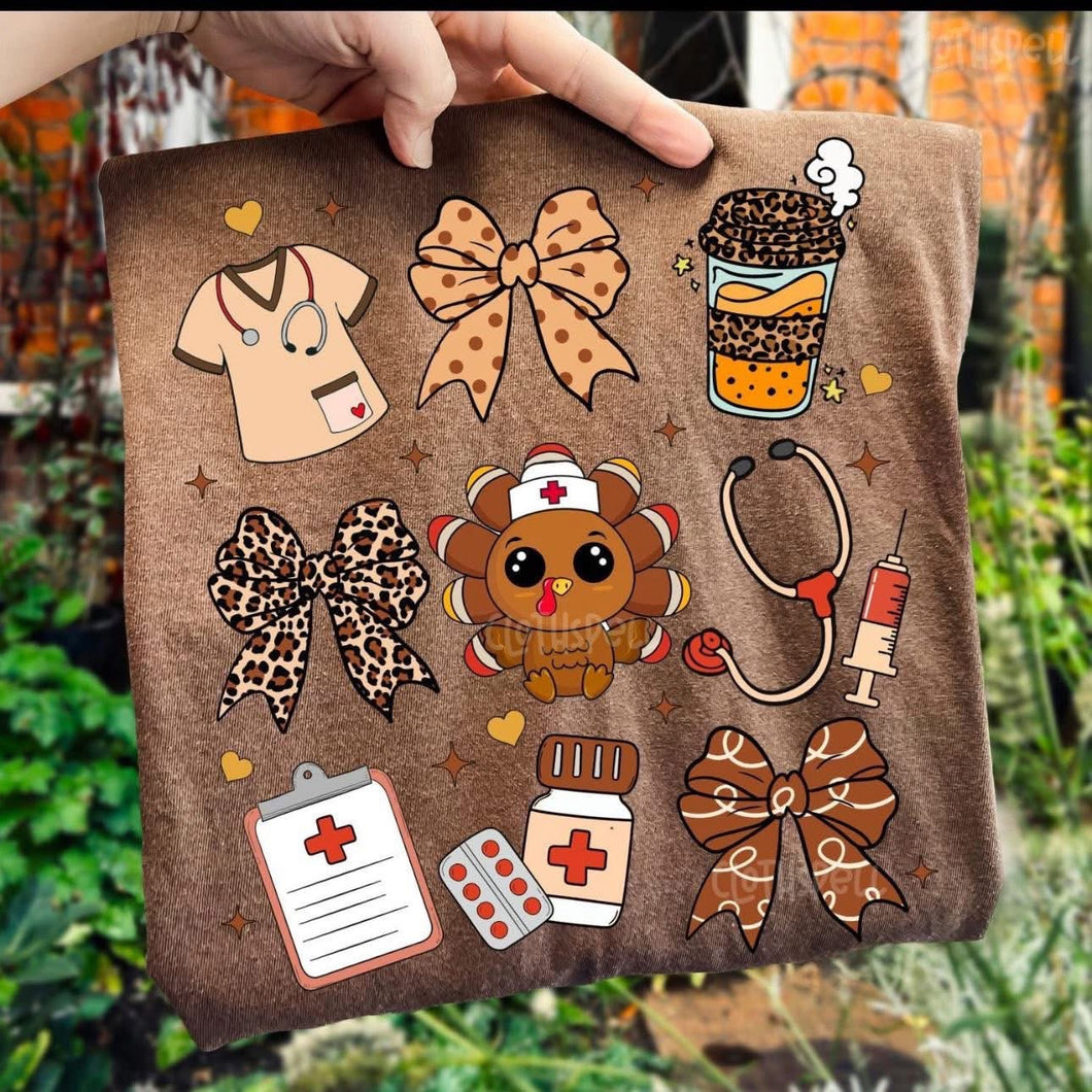 Medical brown bow Turkey Tee