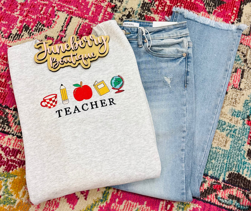 Teacher crewneck Embroidery