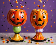 Load image into Gallery viewer, 9.75" Jack-O-Lantern Candy Dish Or Vase Halloween Decoration
