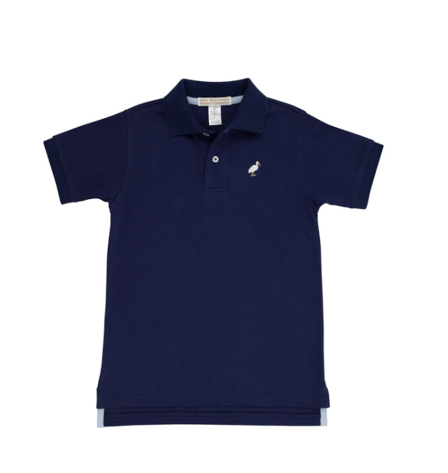 Prim & Proper Polo & Onesie Nantucket Navy With Multicolor Stork