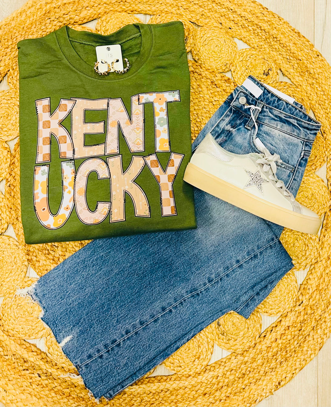 Kentucky Fall Floral Military Green Crewneck