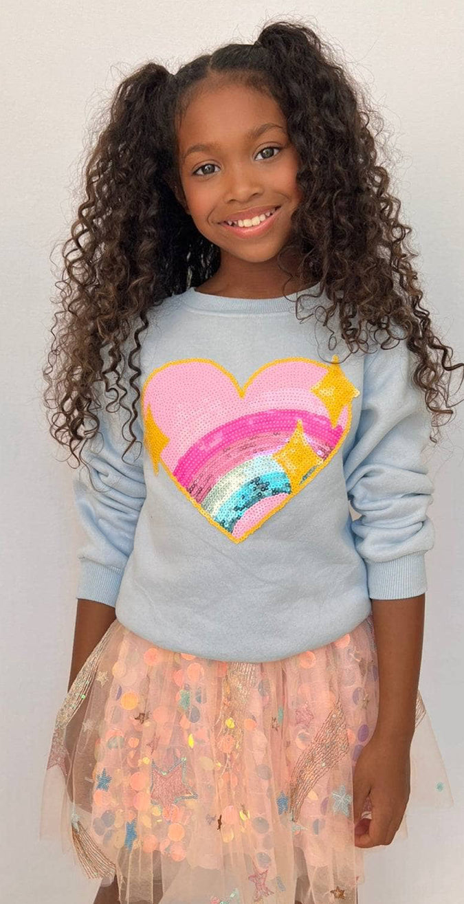 RAINBOW SPARKLE HEART SWEATSHIRT