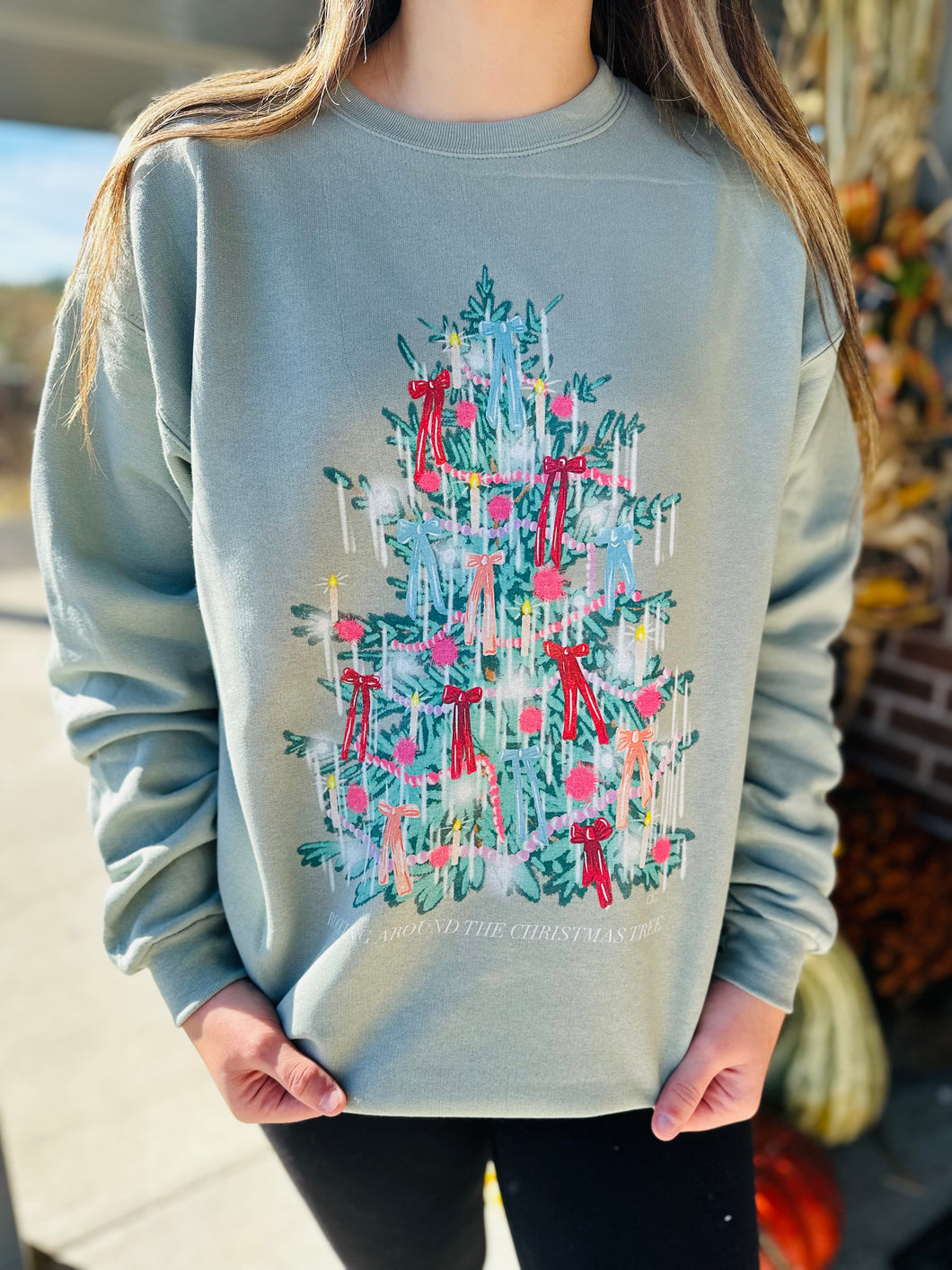 christmas tinsel tree crewneck