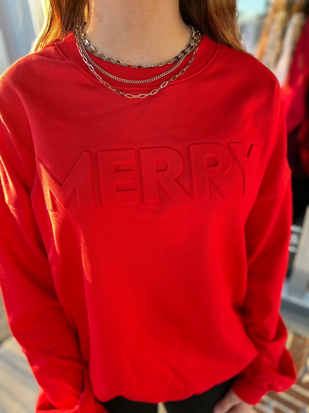 Merry Embossed Crewneck