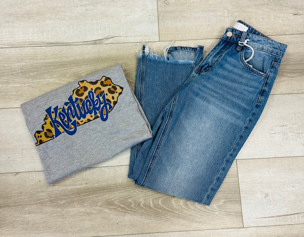 Sport Gray Kentucky Leopard Tee