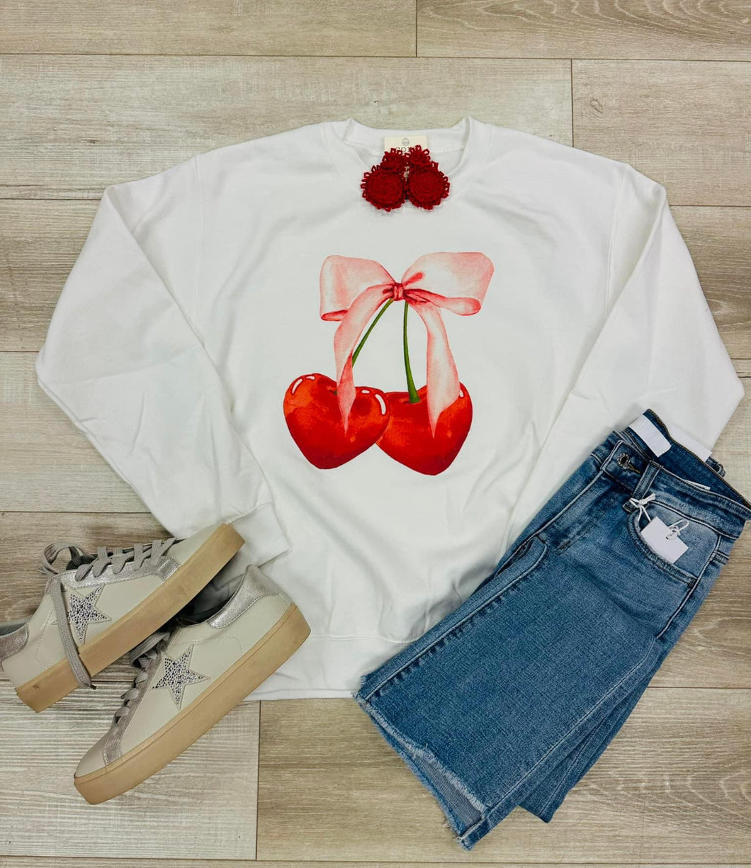 cherry bow crewneck