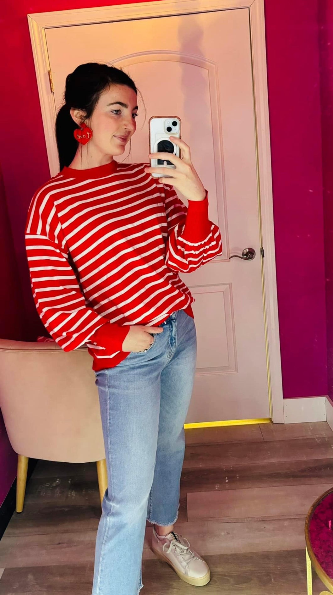 Red striped top