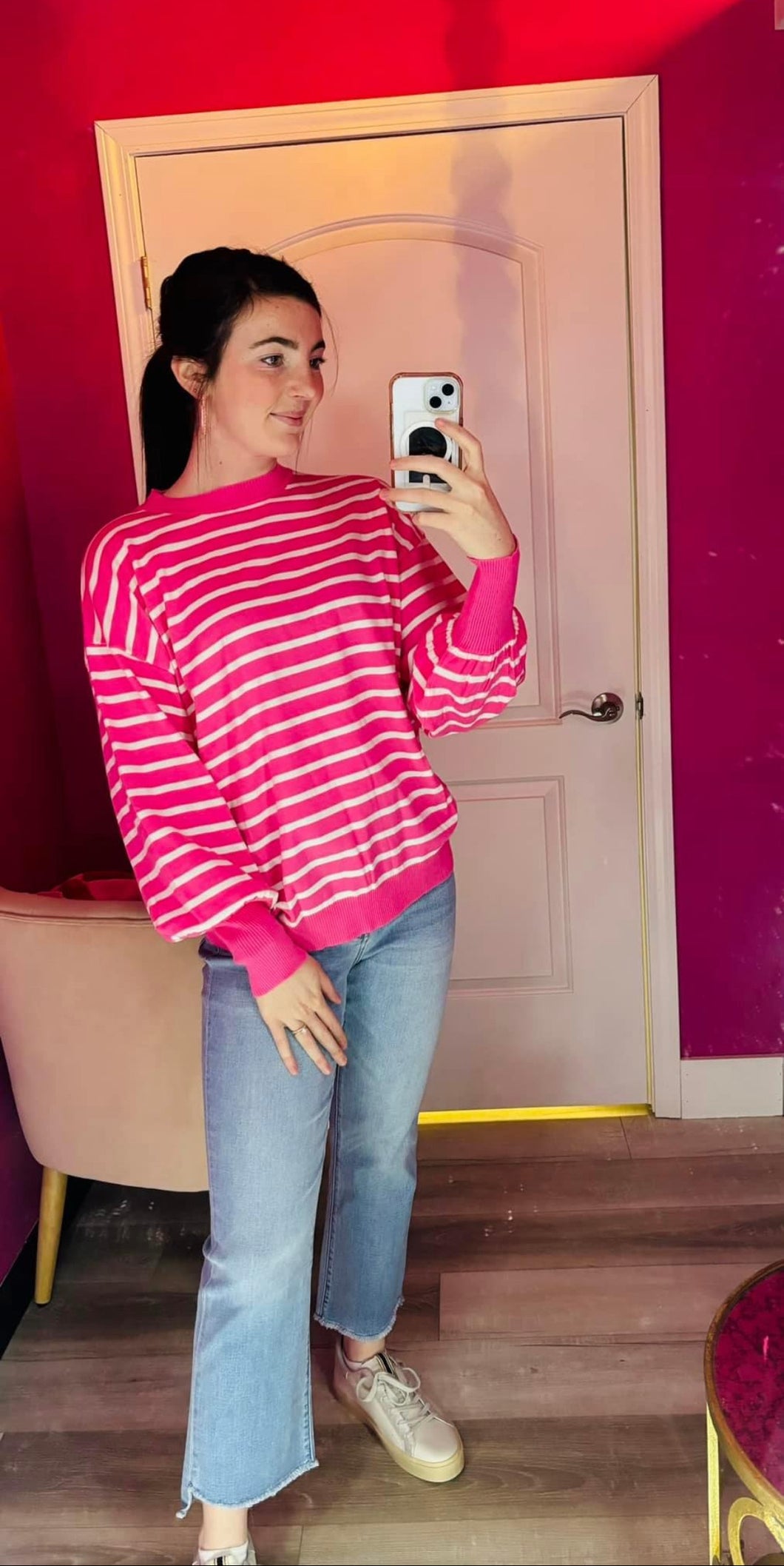 Pink striped top