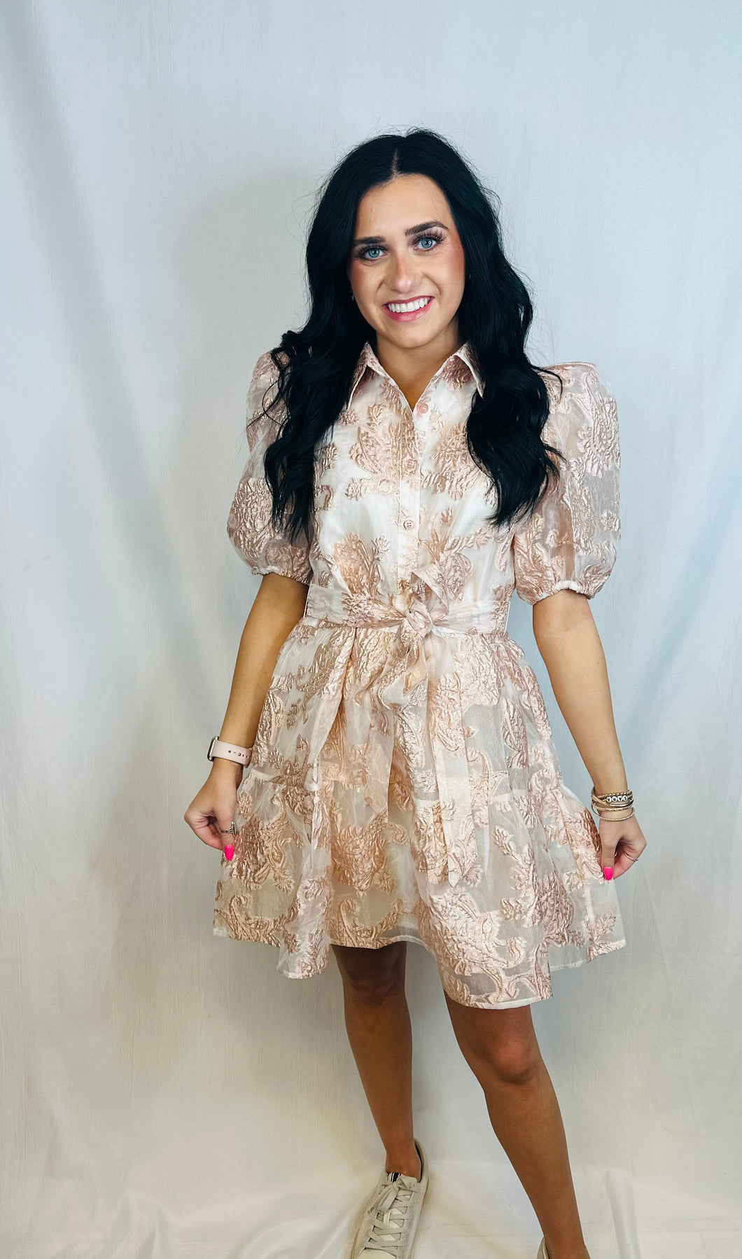 Rose gold mini dress