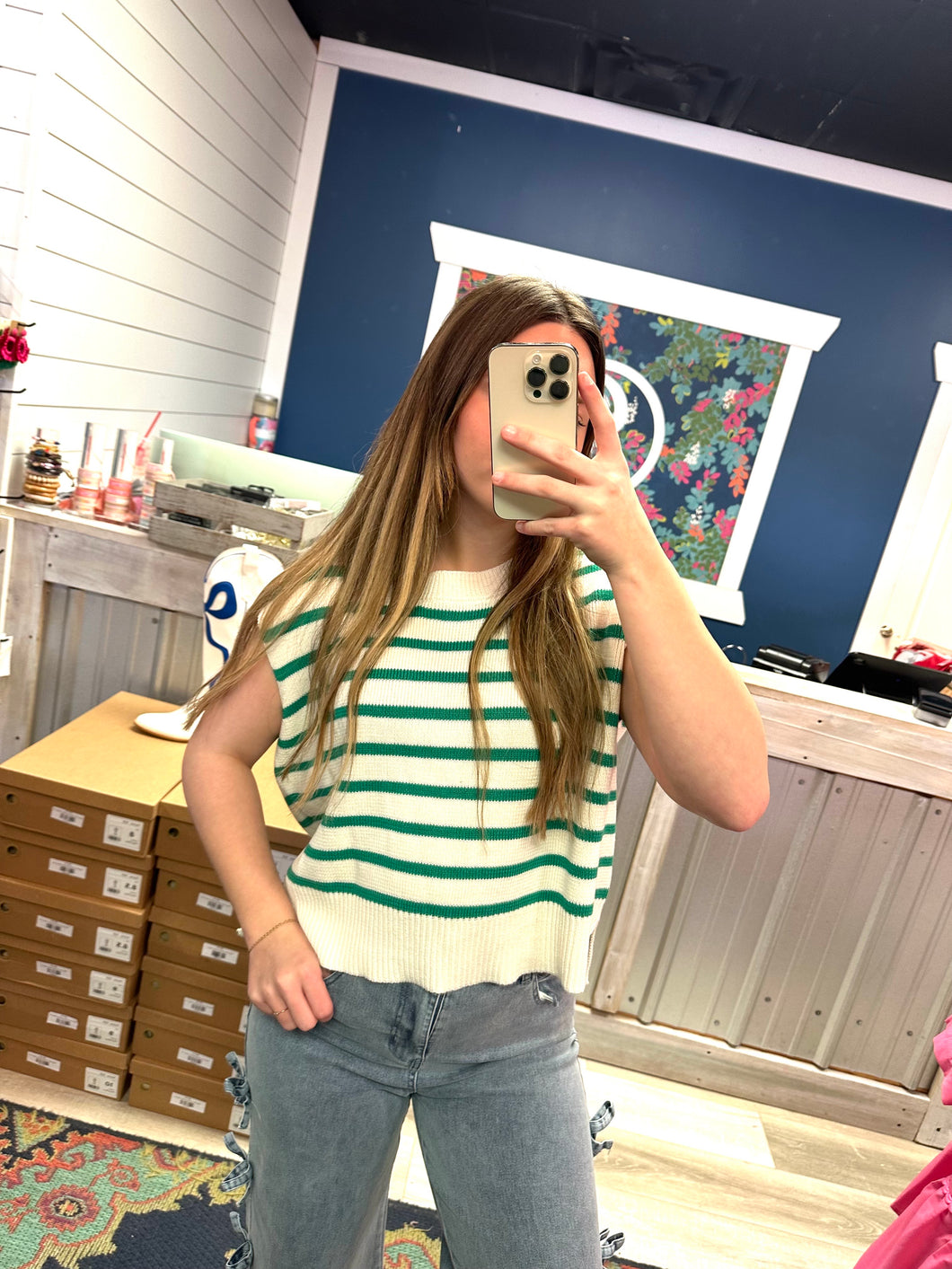 gypsy green striped sweater
