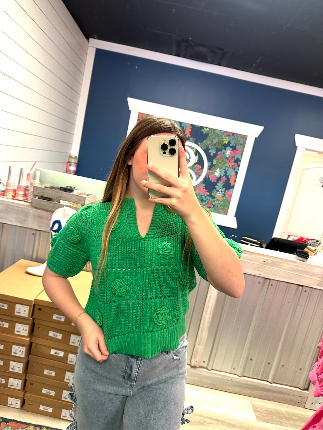 kelly green peplum top