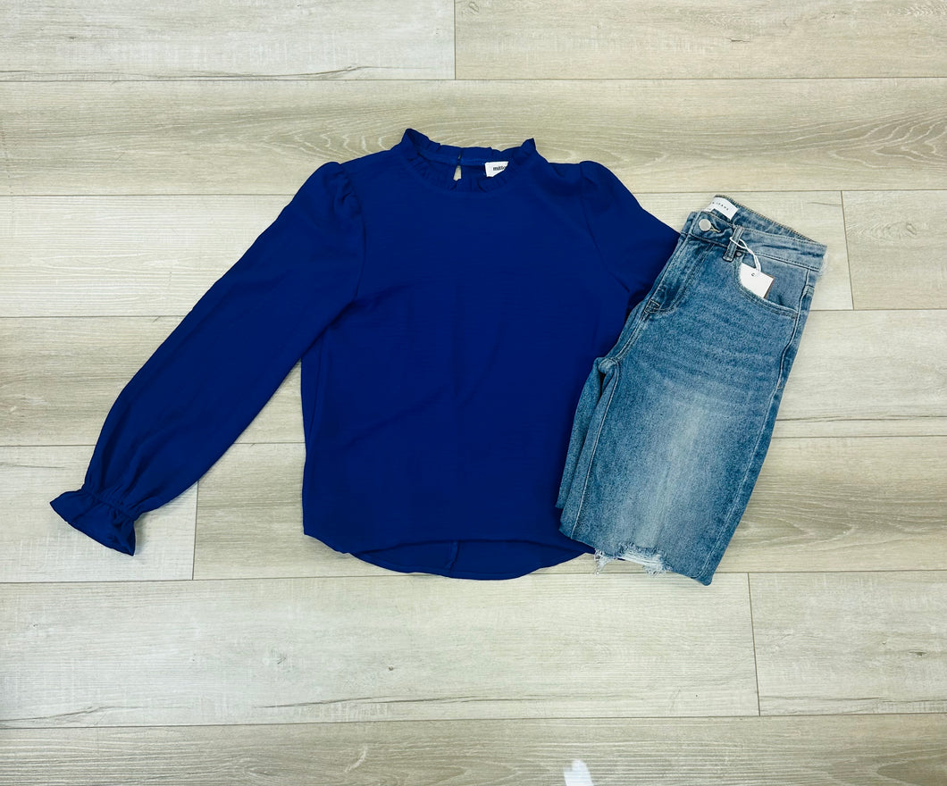 blue longsleeve blouse