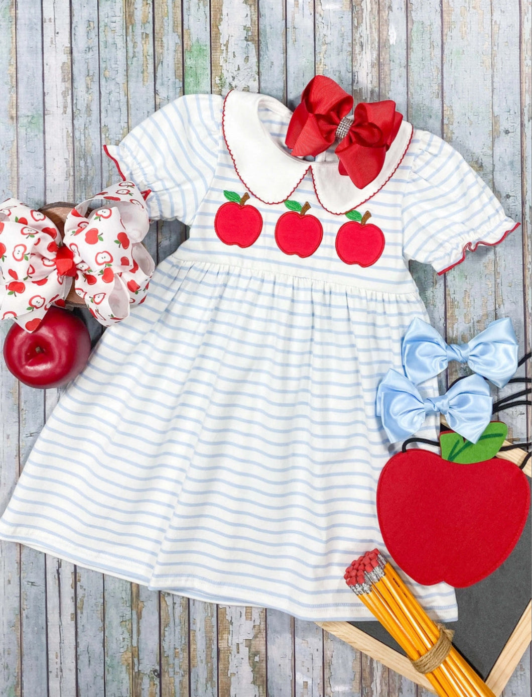 Apples & Stripes Collared Dress