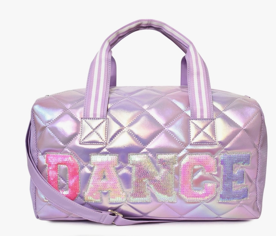 'dance' Sequins Metallic Quilted Duffle Bag