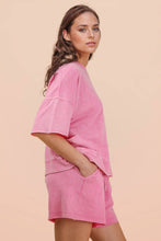Load image into Gallery viewer, Mineral Washed Knit Casual Top &amp; Shorts: SEAFOAM
