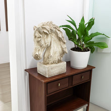 Load image into Gallery viewer, 18" Horsehead Wood-Like Carving Statue Centerpiece: White
