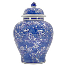 Load image into Gallery viewer, Floral Chinoiserie Ceramic Ginger Jar 12": Blue
