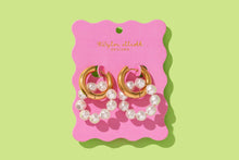 Load image into Gallery viewer, Huggie Earrings - Gold-Plated + Pearl Hoops - Madeline
