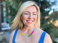 Load image into Gallery viewer, Beaded Necklace - Multi-Colored Opals w/Pearl Heart - Esther
