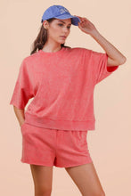 Load image into Gallery viewer, Mineral Washed Knit Casual Top &amp; Shorts: PINK
