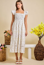 Load image into Gallery viewer, Floral Smocked Maxi Dress – Spring Summer Sundress: IVORY / M
