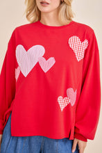 Load image into Gallery viewer, Red Heart Patchwork Sweatshirt – Valentine Pullover: RED / S
