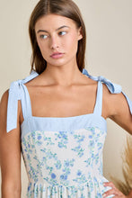 Load image into Gallery viewer, Floral Printed Maxi Shoulder Tie Dress: BLUE MULTI / S
