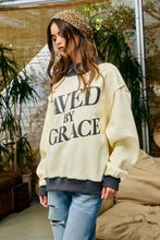 Load image into Gallery viewer, IT2594P-SAVEDBYGRACE | Saved by Grace Puff Print Sweatshirt: CREAM / PINK / S/M-L/XL (3-3)
