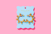 Load image into Gallery viewer, Hoop Earrings - Medium - Gold-Plated Balls - Naomi

