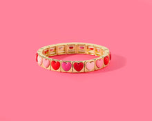 Load image into Gallery viewer, Tween Enamel Stretch Bracelet - Love - Assorted Styles: Pink + Purple Rectangle Stones - Penelope
