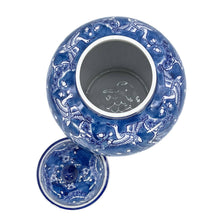 Load image into Gallery viewer, Blue &amp; White Floral Crane Chinoiserie Ceramic Ginger Jar 12"
