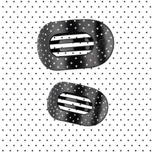 Load image into Gallery viewer, Black Polka Dot Party Large Flat Round Hair Clip
