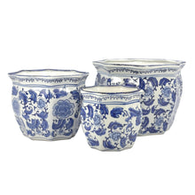 Load image into Gallery viewer, `Ceramic Chinoiserie Planter Pot Set Large

