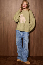 Load image into Gallery viewer, Goldendoodle Dog Graphic Oversized Crew Neck Sweater: OLIVE / L
