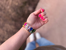 Load image into Gallery viewer, Enamel Stretch Bracelet - Octagon Rainbow Stones - Simone
