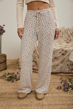 Load image into Gallery viewer, DITSY FLORAL RIB KNIT WIDE LEG LOUNGE PANTS: KHAKI MULTI
