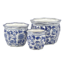 Load image into Gallery viewer, `Ceramic Chinoiserie Planter Pot Set Large
