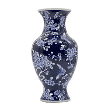 Load image into Gallery viewer, Dark Blue Chinoiserie Ceramic Vase 14"
