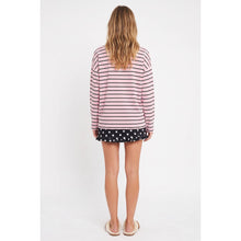 Load image into Gallery viewer, TF26-0464 - Long sleeve stripe tee with pocket: GREY/CREAM STRIPE / S-M-L(3-2-1)
