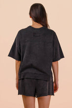 Load image into Gallery viewer, Mineral Washed Knit Casual Top &amp; Shorts: BLACK
