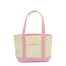 Load image into Gallery viewer, MINI TOTE - COATED CANVAS With GINGHAM PINK TRIM
