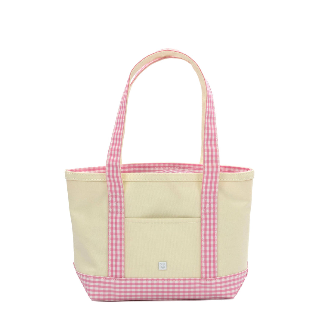 MINI TOTE - COATED CANVAS With GINGHAM PINK TRIM