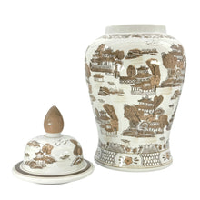 Load image into Gallery viewer, Brown &amp; White Landscape Chinoiserie Ceramic Jar 25"
