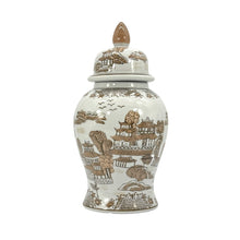 Load image into Gallery viewer, Brown &amp; White Landscape Chinoiserie Ginger Jar 14"
